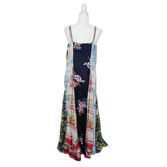 Johnny Was Silk Boho Maxi Dress Buttondown Sleeveless Multi Print Rare Medium - Picture 3 of 17
